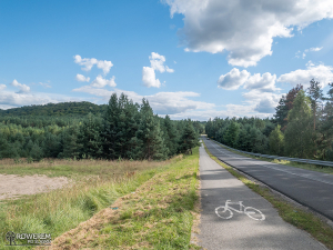 Droga rowerowa wzdłuż Sokolich Gór przed Olsztynem