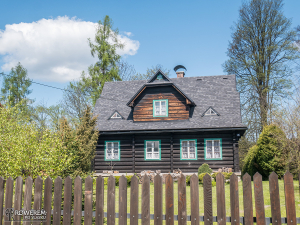 Drewniana zabudowa czeskiej wsi Herczawa