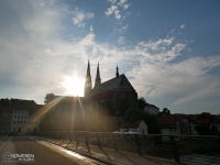 Zachodzące słońce nad Kościółem św. Piotra i Pawła w Gorlitz