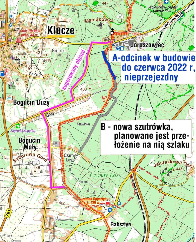 Objazd - Szlak Orlich Gniazd Jaroszowiec - Rabsztyn