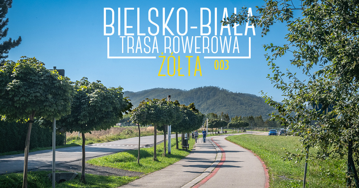 Żółta trasa rowerowa nr 003 w Bielsku-Białej